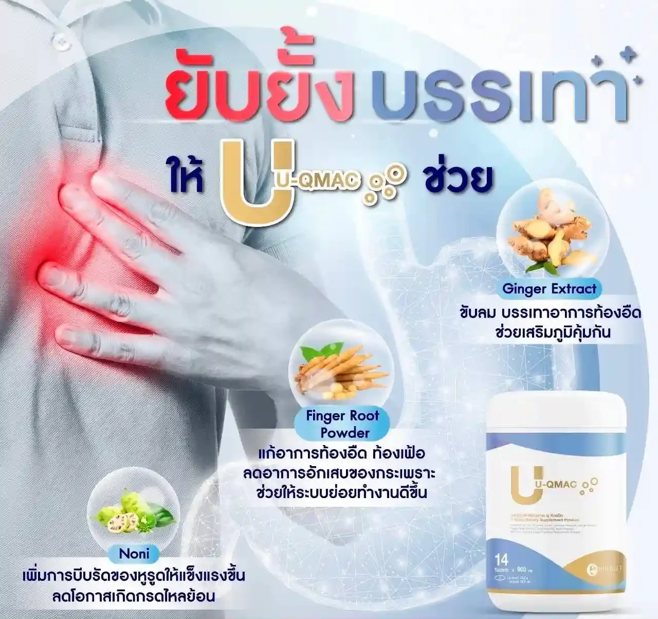 ยูคิวแมค แก้โรคกรดไหลย้อน แสบร้อนกลางอก เรอเหม็นเปรี้ยว จุกแน่น ขมคอ กรดเกินในกระเพาะ อาหารไม่ย่อย ท้องอืด